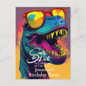 Dinosaur Blauwe T-Rex Bewaar de datum  Briefkaart (Voorkant)