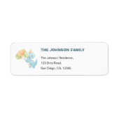 Dinosaur Blue 1st Birthday Return Address Etiket (Voorkant)