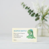 Dinosaur Blue Baby Boy Douche Luier Raffle Ticket Informatiekaartje (Staand voorkant)