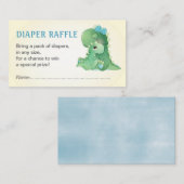 Dinosaur Blue Baby Boy Douche Luier Raffle Ticket Informatiekaartje (Voorkant / Achterkant)