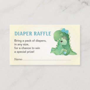 Dinosaur Blue Baby Boy Douche Luier Raffle Ticket Informatiekaartje