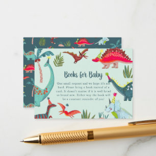Dinosaur Blue Baby shower Book Request Enclosure Informatiekaartje