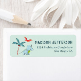 Dinosaur Blue baby shower party Etiket