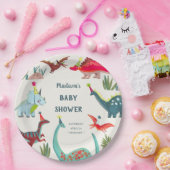 Dinosaur Blue baby shower party Papieren Bordje (Feest)