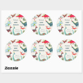 Dinosaur Blue baby shower party Ronde Sticker (Vel)