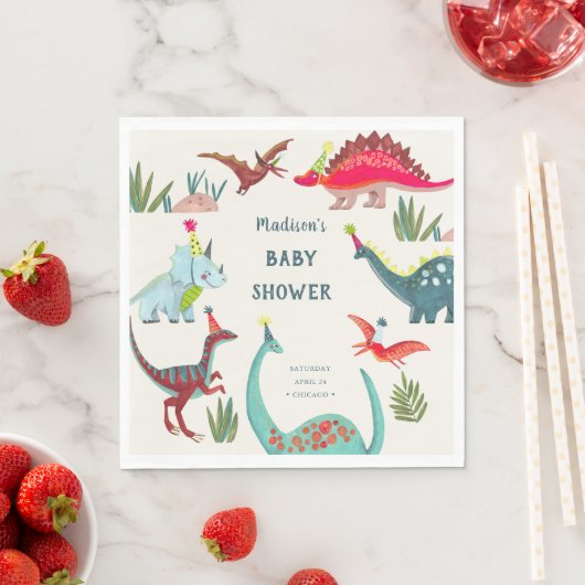 Dinosaur Blue baby shower party Servet (Insitu)