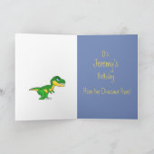 Dinosaur Blue Cute Boys Age Birthday Kaart (Binnen)