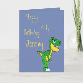 Dinosaur Blue Cute Boys Age Birthday Kaart