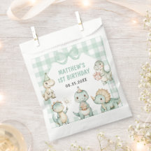 Dinosaur Blue Gingham 1e verjaardagsfeest