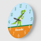 Dinosaur Blue Green Oranje Wall Clock Grote Klok (Hoek)