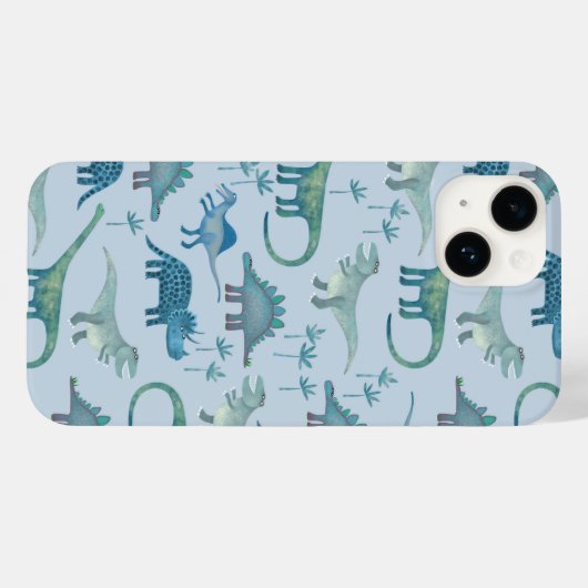 Dinosaur Blue Pattern Case-Mate iPhone Case (Achterkant (horizontaal))