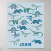 Dinosaur Blue Personalized Poster (Voorkant)