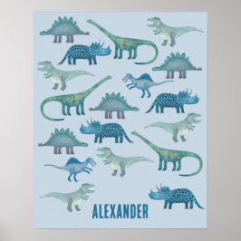 Dinosaur Blue Personalized Poster