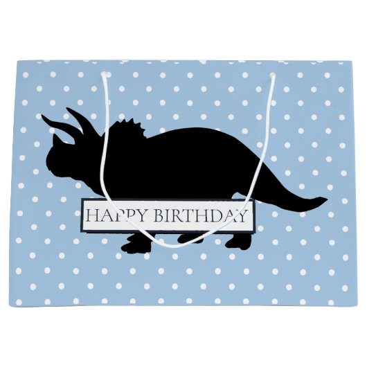 Dinosaur Blue Poker Pattern Large Boy Bag Groot Cadeauzakje (Voorkant)