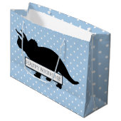 Dinosaur Blue Poker Pattern Large Boy Bag Groot Cadeauzakje (Voorkant Gekanteld)