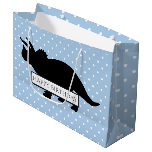 Dinosaur Blue Poker Pattern Large Boy Bag Groot Cadeauzakje (Voorkant Gekanteld)