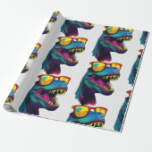 Dinosaur Blue T Rex Jurassic Cool Cadeaupapier (Uitgerold)