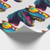 Dinosaur Blue T Rex Jurassic Cool Cadeaupapier (Hoek)