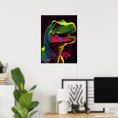 Dinosaur Blue T Rex roze en Green Kinder Poster (Thuiskantoor)