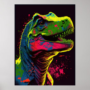 Dinosaur Blue T Rex roze en Green Kinder Poster