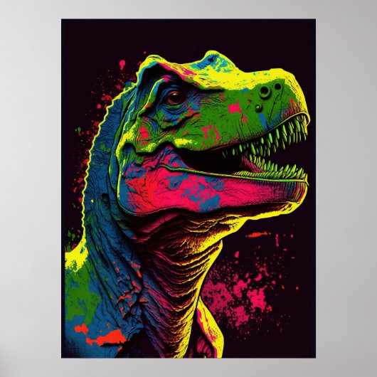 Dinosaur Blue T Rex roze en Green Kinder Poster (Voorkant)