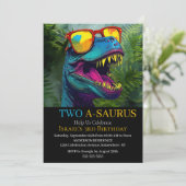 Dinosaur Blue verjaardagsfeest Kaart (Staand voorkant)