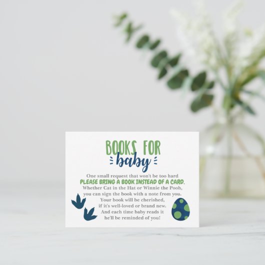 Dinosaur Books for Baby Invitation Insert Informatiekaartje (Staand voorkant)