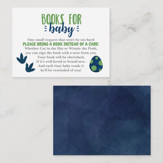 Dinosaur Books for Baby Invitation Insert Informatiekaartje (Voorkant / Achterkant)