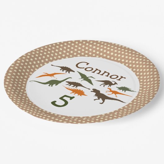 Dinosaur Bord, persoonlijk Papieren Bordje (Gekanteld)