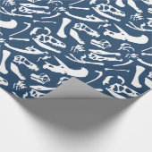 Dinosaur-Botten (blauw) Cadeaupapier (Hoek)