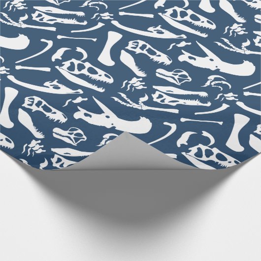 Dinosaur-Botten (blauw) Cadeaupapier (Hoek)