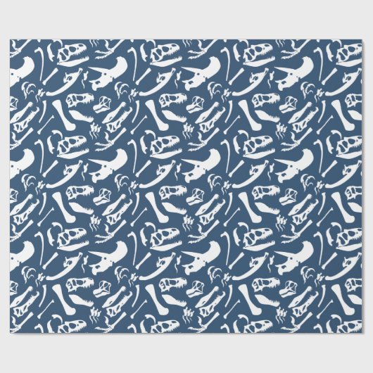 Dinosaur-Botten (blauw) Cadeaupapier (Vlak)