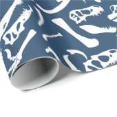Dinosaur-Botten (blauw) Cadeaupapier (Rol Hoek)