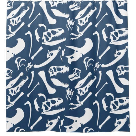 Dinosaur-Botten (blauw) Douchegordijn (Voorkant)