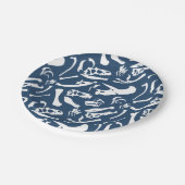 Dinosaur-Botten (blauw) Papieren Bordje (Gekanteld)