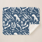 Dinosaur-Botten (blauw) Sherpa Deken (Voorkant (horizontaal))
