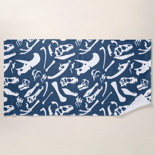 Dinosaur-Botten (blauw) Strandlaken (Voorkant)