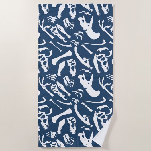 Dinosaur-Botten (blauw) Strandlaken (Voorkant)