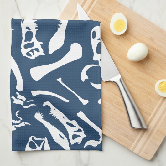 Dinosaur-Botten (blauw) Theedoek (Quarter Fold)