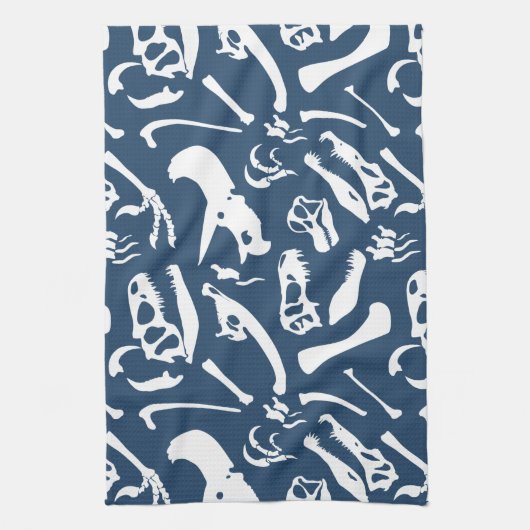 Dinosaur-Botten (blauw) Theedoek (Verticaal)