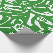 Dinosaur-Botten (groen) Cadeaupapier (Hoek)