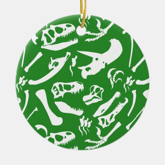 Dinosaur-Botten (groen) Keramisch Ornament (Voorkant)