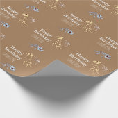 Dinosaur-Botten Illustraties en aangepaste naam Cadeaupapier (Hoek)