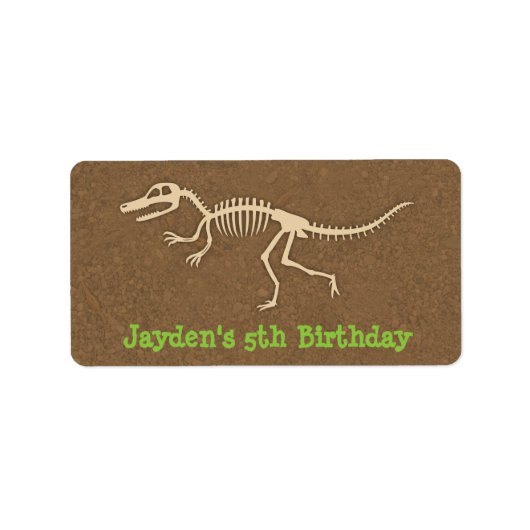 Dinosaur Botten Kinderen Birthday Persoonlijke par Etiket (Voorkant)