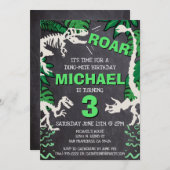 Dinosaur Botten Kinderen van Birthday Dino Trex Bo Kaart (Voorkant / Achterkant)