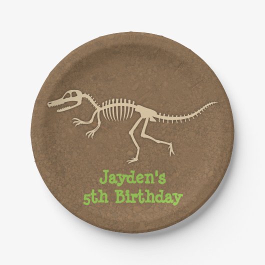 Dinosaur-Botten Kinderen van Birthday Papieren Bordje (Voorkant)