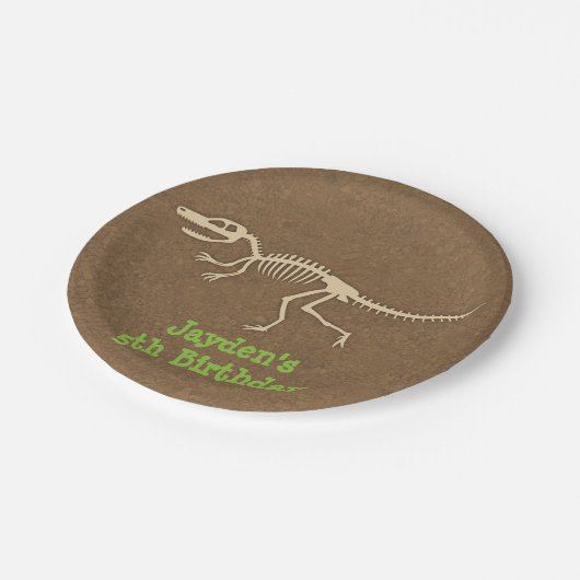 Dinosaur-Botten Kinderen van Birthday Papieren Bordje (Gekanteld)