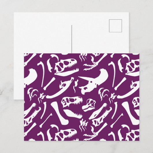 Dinosaur-Botten (Paars) Briefkaart (Voorkant / Achterkant)