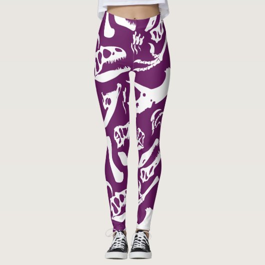 Dinosaur-Botten (Paars) Leggings (Voorkant)