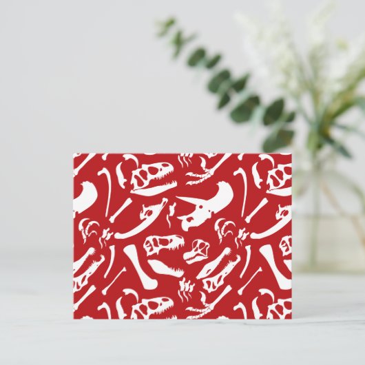 Dinosaur-Botten (rood) Briefkaart (Staand voorkant)